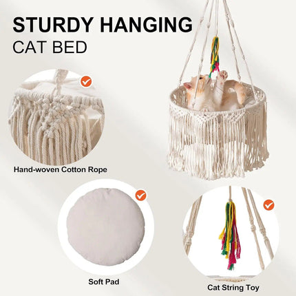 Boho Chic Macrame Cat Hammock - Wnkrs