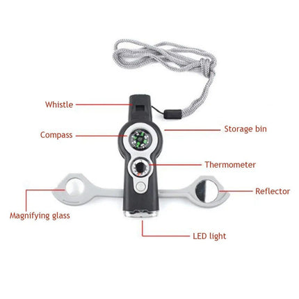 Multi-Purpose Outdoor Emergency Survival Tool with LED Light and Whistle - Wnkrs