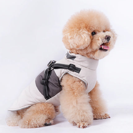 Chaqueta impermeable de invierno para perros con arnés reflectante