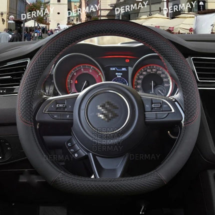 Microfiber Leather & Carbon Fiber Steering Wheel Cover for Suzuki Swift 2017-2021 - Wnkrs