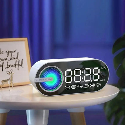 Wireless Bluetooth Speaker Alarm Clock with RGB LED, 3D Surround Sound, and Large Display