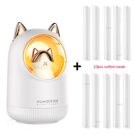 Humidificador y difusor de aromaterapia USB Lovely Kitty con luz nocturna