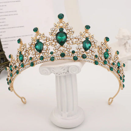 Tiara nupcial barroca de oro y cristal color champán