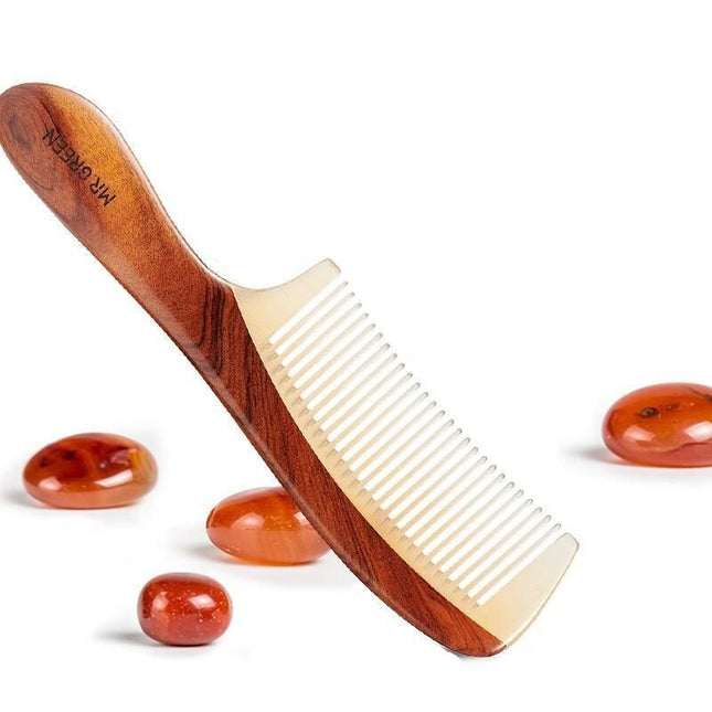 Natural Wood and Horn Fine Tooth Anti-Static Hair Comb - Wnkrs