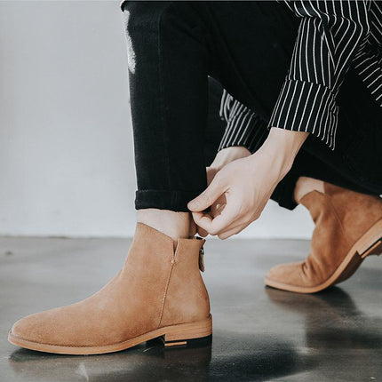 Bottines décontractées en cuir véritable tendance pour hommes