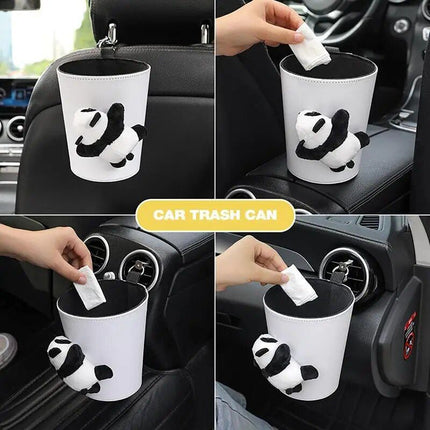 Compact Panda Car Trash Can & Organizer: Leak-Proof, Versatile, & Stylish - Wnkrs