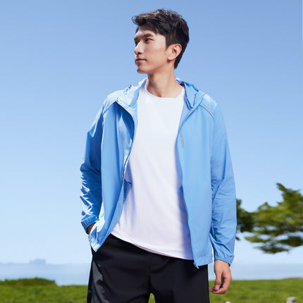 Chaqueta de running de verano con capucha y protección UV transpirable