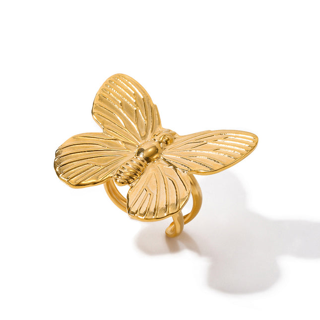 Exquisite Stainless Steel Butterfly Open Ring