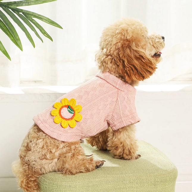 Pull tricoté confortable pour chien – Chaud, floral et mignon pour chiens et chats de petite et moyenne taille