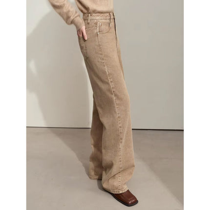 Pantalones vaqueros de algodón de pierna ancha minimalistas para mujer