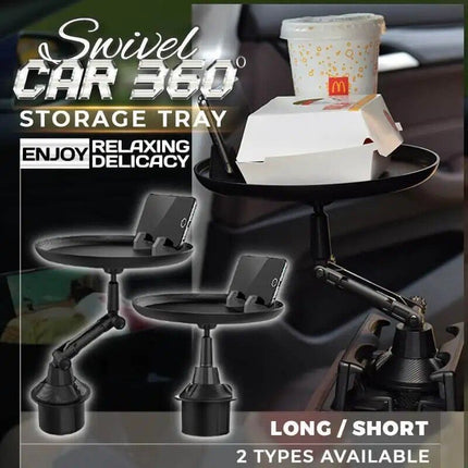 360° Swivel Car Storage Tray with Folding Dining Table & Drink Holder - Wnkrs