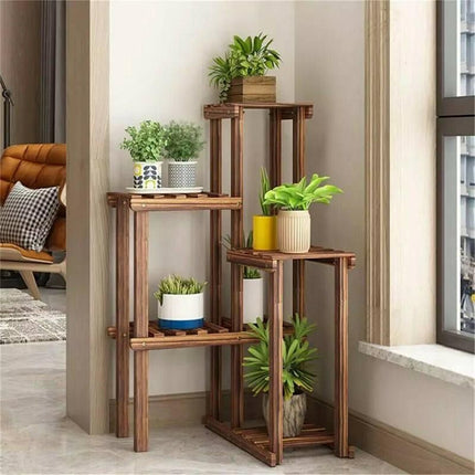 6-Tier Wooden Plant Stand for Indoor & Outdoor Display - Wnkrs