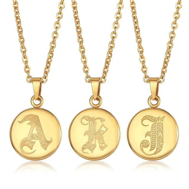 Gold Color Stainless Steel 26 Letters Necklace - Wnkrs