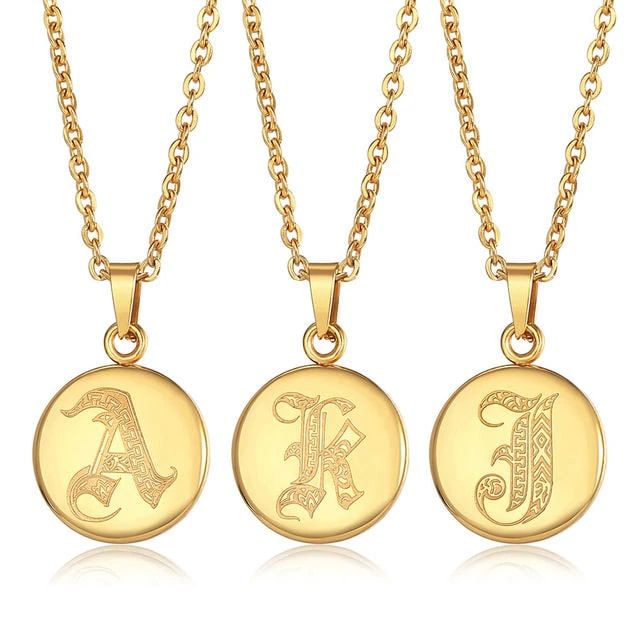 Gold Color Stainless Steel 26 Letters Necklace - Wnkrs