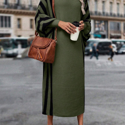 Casual Unisex Style Striped Long Knitted Dress