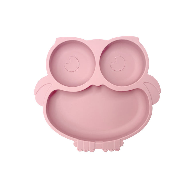 Plato de silicona con ventosa y diseño de búho sin BPA para niños pequeños