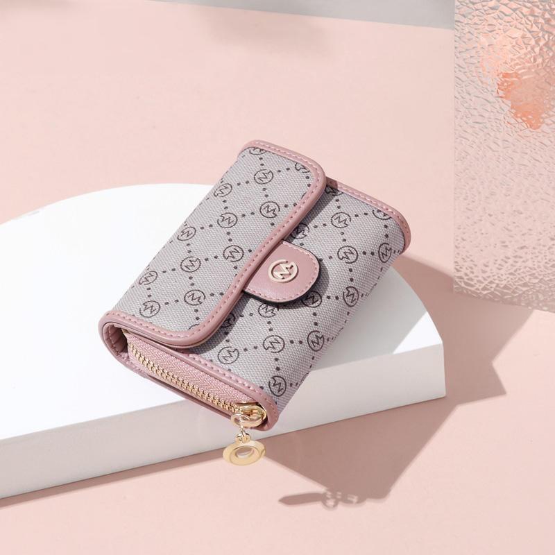 Pink PVC Card Holder with Accordion Compartments