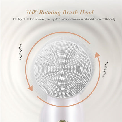 6-in-1 Ultrasonic Facial Cleanser: Electric Auto-Rotating & Waterproof Brush for Deep Pore Cleaning - Wnkrs