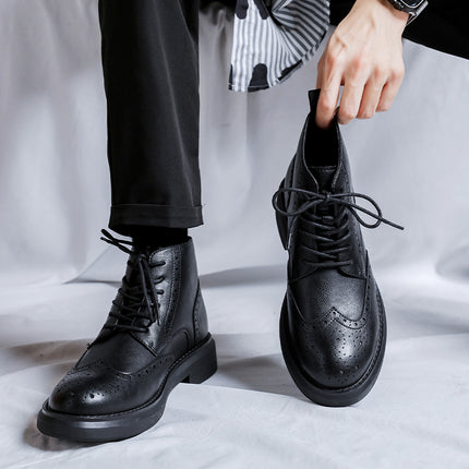 Bottines en cuir style brogue vintage pour homme