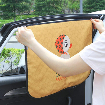 Universal Magnetic Car Sun Shade with Cute Cartoon Styling - Wnkrs