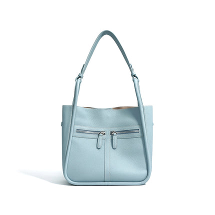 Sac seau en cuir véritable – Sac fourre-tout polyvalent à bandoulière et à main pour femme