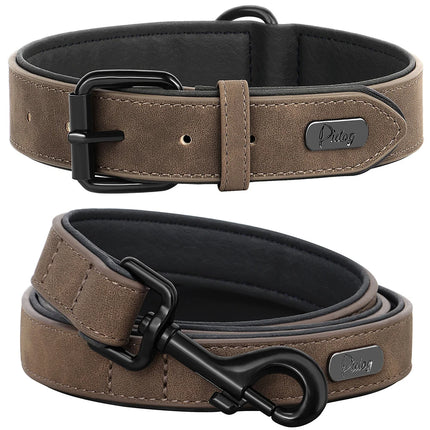 Conjunto de collar y correa acolchados y duraderos para perros de razas grandes