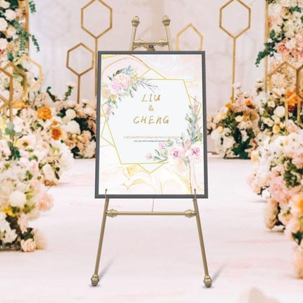 Elegant Golden Iron Floor Easel Stands for Weddings and Displays - Wnkrs