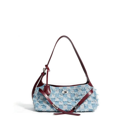 Sac à bandoulière luxueux en denim et cuir