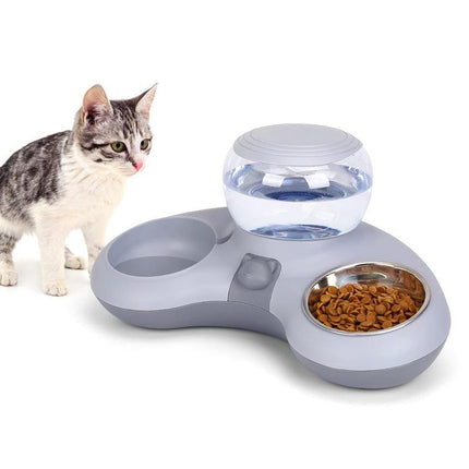 Dispensador de agua automático y juego de cuenco doble para gatos