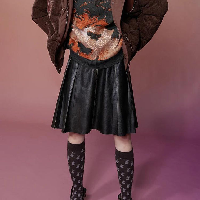 Falda elegante de PU Y2K para mujer