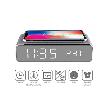 Wireless Charger and LED Alarm Clock with Thermometer