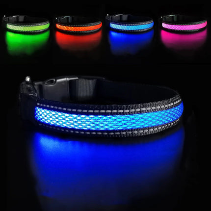 Nylon Dog Collar Flash Night Safety LED Glow Waterproof - Wnkrs