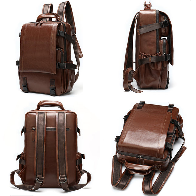 Mochila de cuero de moda retro para hombre