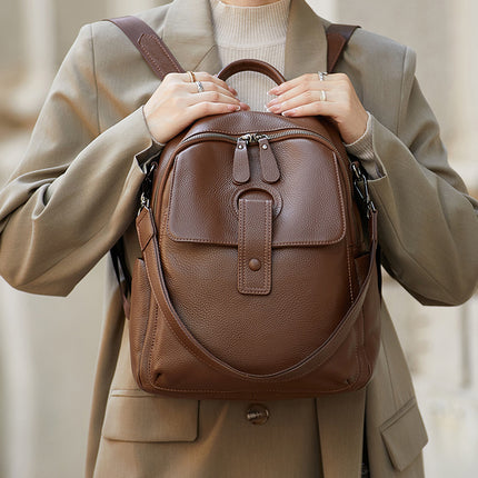 Sac à dos élégant en cuir véritable pour femme