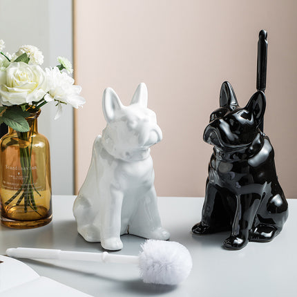 Creative Dog Shape Toilet Brush with Ceramic Base