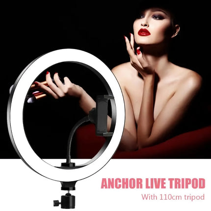 Anillo de luz LED regulable con soporte para trípode