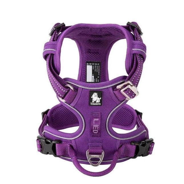 Harnais réglable anti-traction pour chien avec nylon réfléchissant et fonctions de sécurité