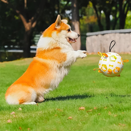 Juguete interactivo de fútbol para perros con lengüetas de agarre