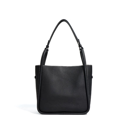 Sac seau en cuir véritable – Sac fourre-tout polyvalent à bandoulière et à main pour femme