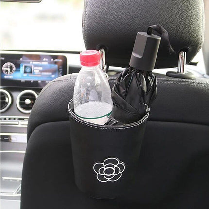 Chic Camellia Car Trash Bin - Compact Garbage Bag for Auto Vent & Headrest - Wnkrs