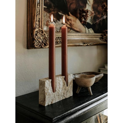 Vintage Travertine Stone Taper Candle Holder