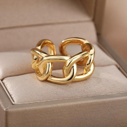 Gold Adjustable Chain Ring for Women