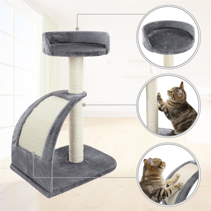 Arbre à chat compact de 26 pouces avec perchoir en peluche et planche à gratter incurvée