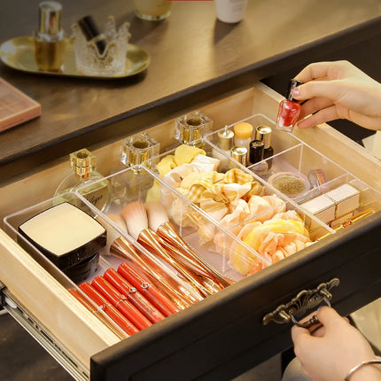 Organisateur de maquillage en acrylique transparent avec tiroirs – Boîte de rangement pour rouges à lèvres et cosmétiques