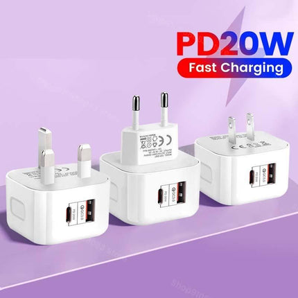 20W USB-C Fast Charger with Quick Charge 3.0 - Universal Adapter for Mobile Phones - Wnkrs