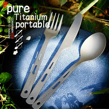 3pcs Titanium Spoon Fork Knife Set