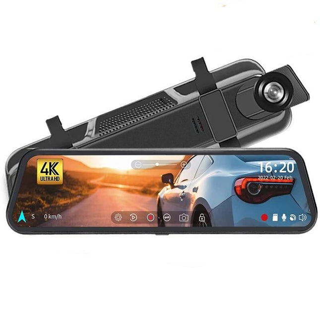 Car 10 Inch 4K Wi-Fi GPS Mirror Dash Cam Dual Lens - Wnkrs