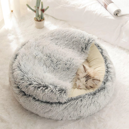 Warm Long Plush Cat Bed