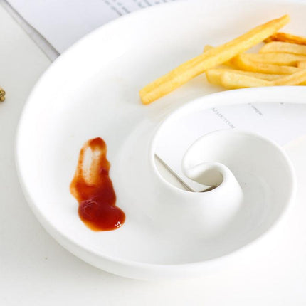 Assiette à compartiments élégante en céramique blanche - Parfaite pour servir des collations, des desserts et des fruits