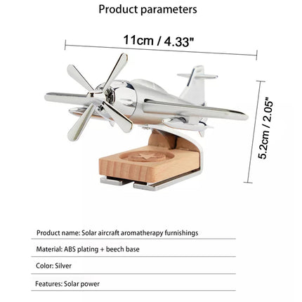 Solar Powered Aircraft Car Ornament with Aromatherapy Function